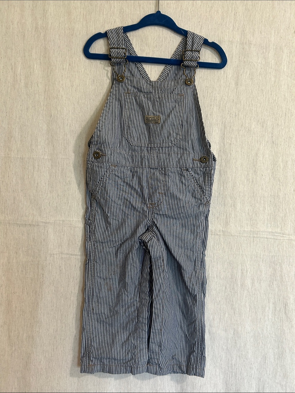 Striped Cotton Overalls - Blue & White
